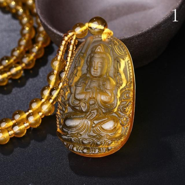 گردنبند رو مانتویی و آویز سنگ کهربا (Amber)