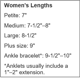 سایز استاندارد دستبند برای خانم ها