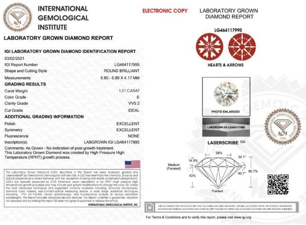 صدور گواهینامه IGI برای الماس های طبیعی و آزمایشگاهی